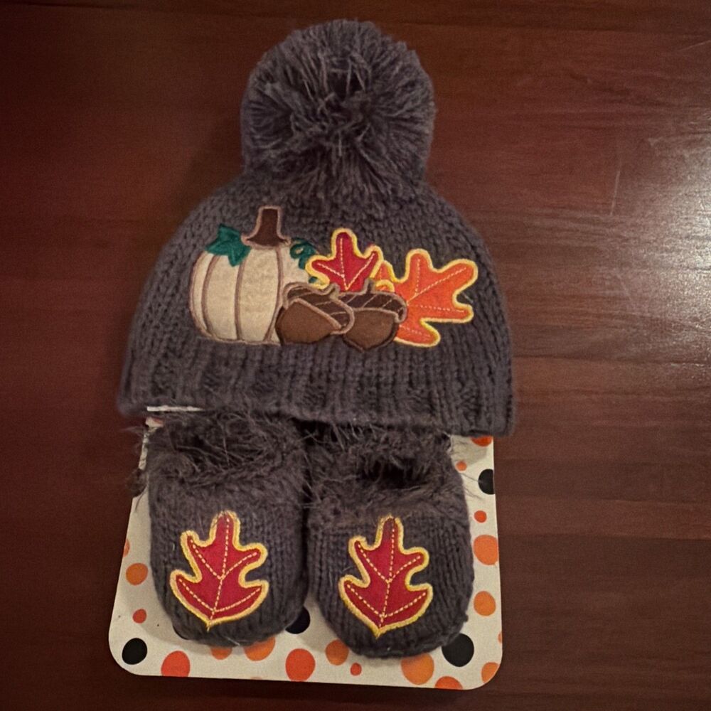 Little Me Baby Pumpkin Autumn Hat and Booties 0-6 months NEW NWT Cute Fall Gift!